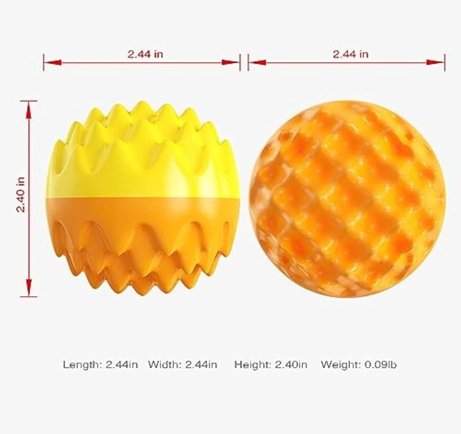 Blue rubber dog ball with spiky texture for dental cleaning and squeaker inside