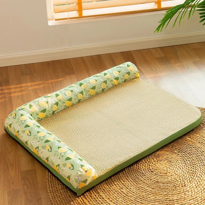 Non-stick Oxford cloth pet ice pad in perfume lemon colour for cats and dogs