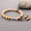 Wood colour stone bead handmade bracelet with retro simple design