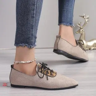 Beige leopard print pointed toe pumps for plus size women in synthetic PU leather