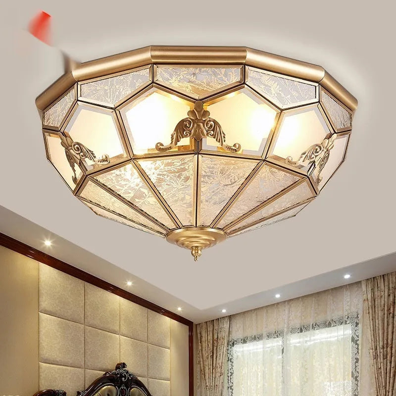Copper ceiling light American style with tri-colour light source 35cm diameter