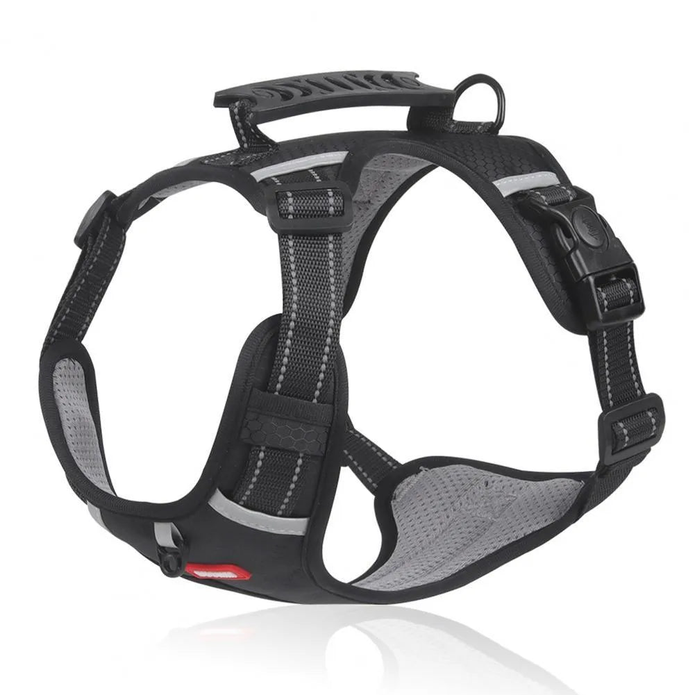 Nylon Oxford cloth no-pull dog harness with reflective strip and adjustable buckles in orange