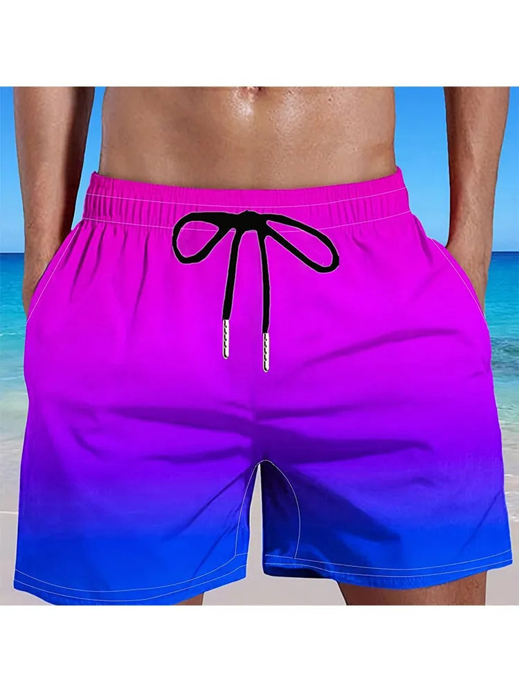 Men's gradient colour 3D digitally printed mesh sport shorts with micro-elastic fabric