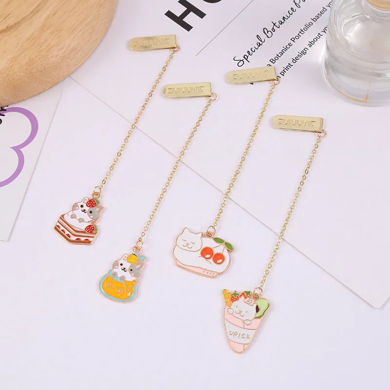 Jane Lime Foodie Cute Cat metal bookmark in choice of four cartoon styles.