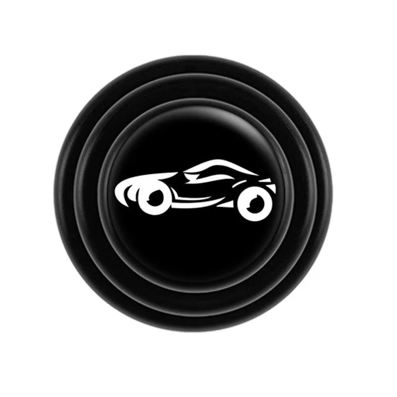 Silicone car door shock pads in black and luminous styles showing 20mm size and adhesive backing