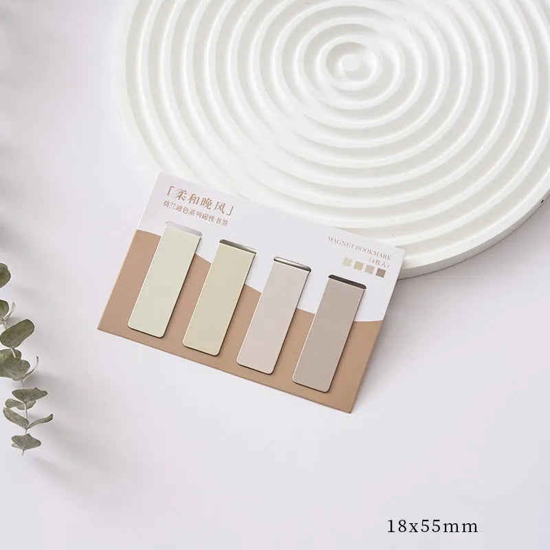 Set of four miniature magnetic bookmarks in Morandi colour blocks: soft evening breeze, lanshan breeze, gentle twilight, quiet distance.