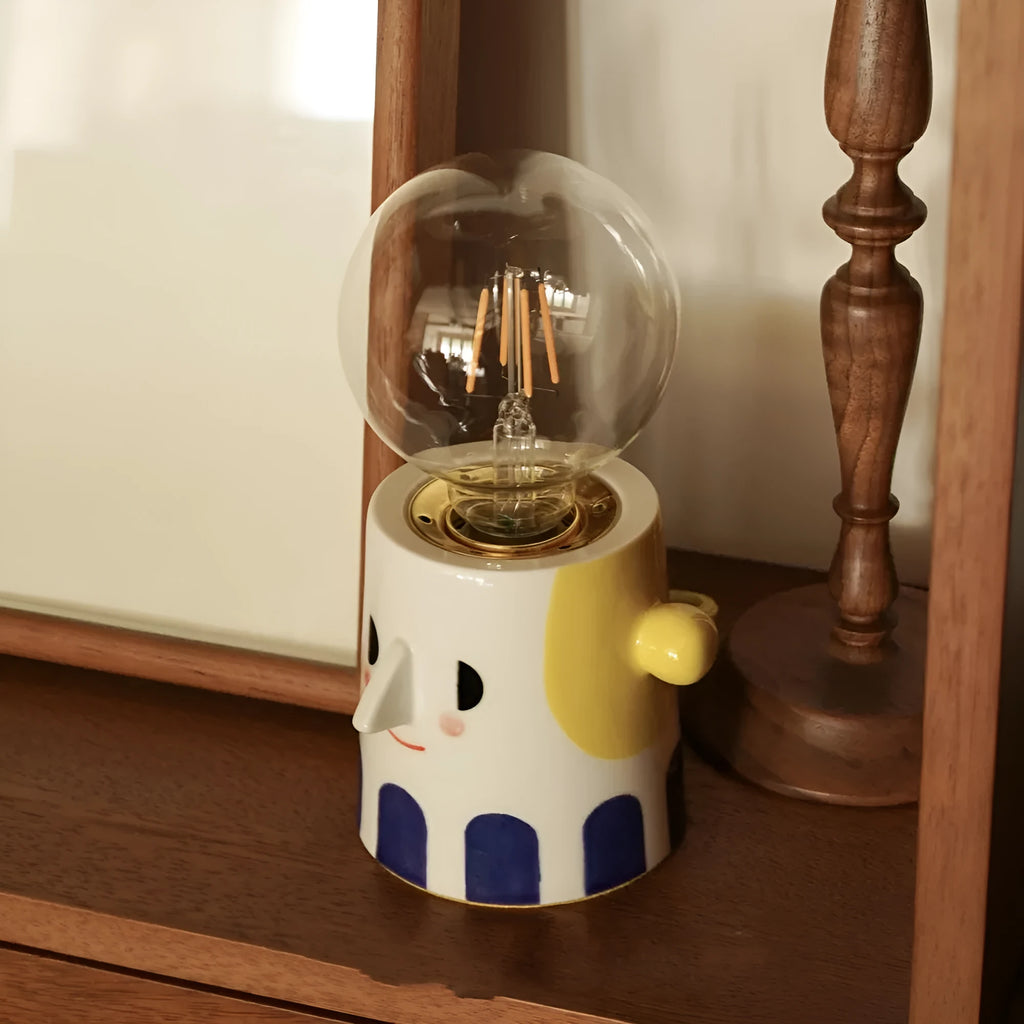 Handmade ceramic table lamp with ball headlight finish for bedside decoration