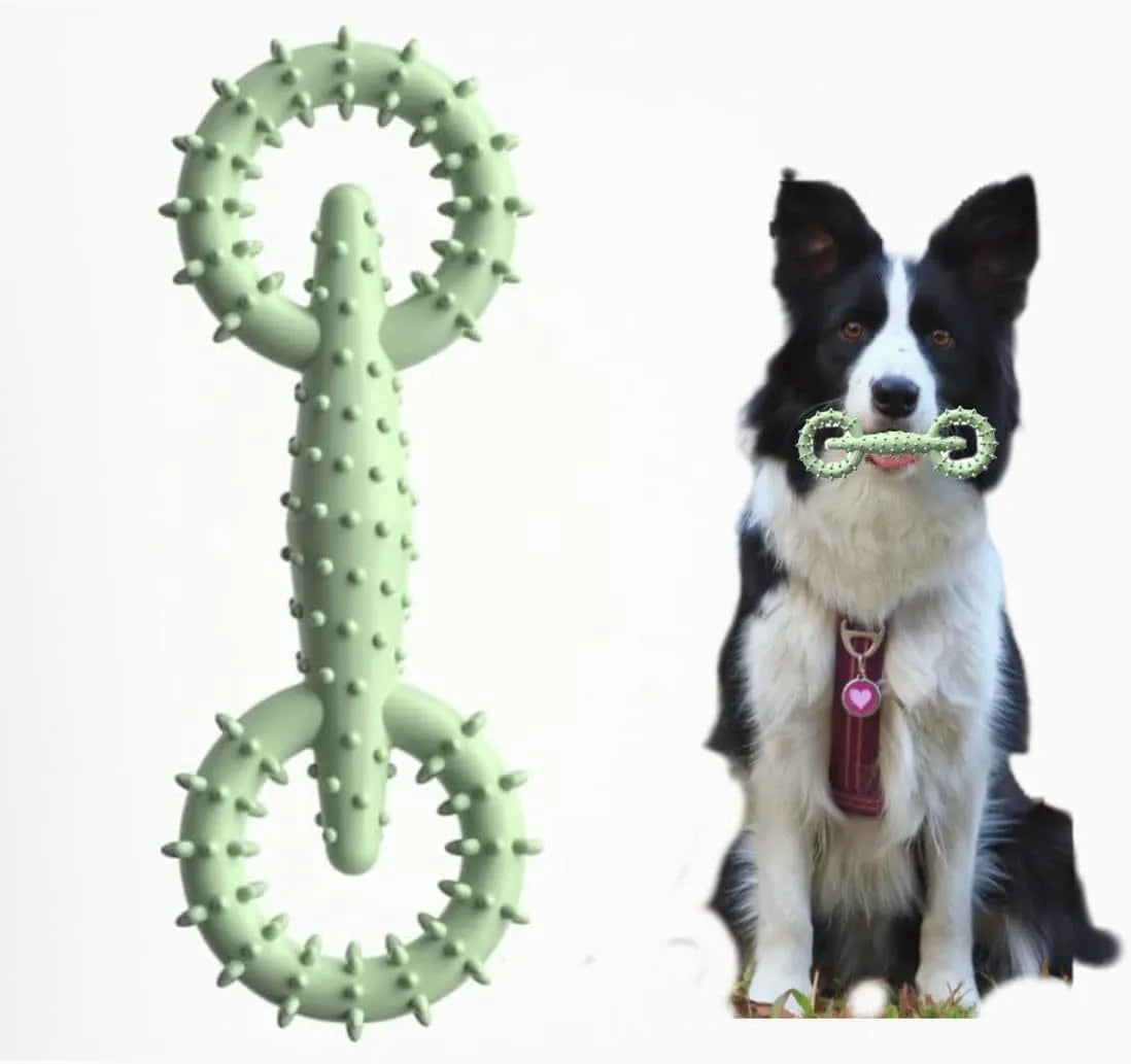 Blue TPR dog chew toy ring with textured surface for teething puppies