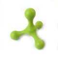 Blue three-legged silicone bone chew toy for small and medium puppies on white background
