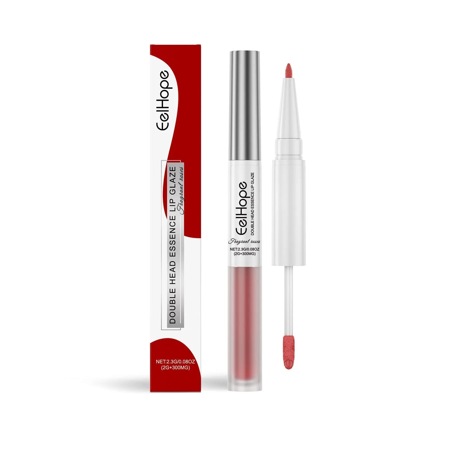 Dual-ended lip liner and matte lip lacquer pen in export packaging