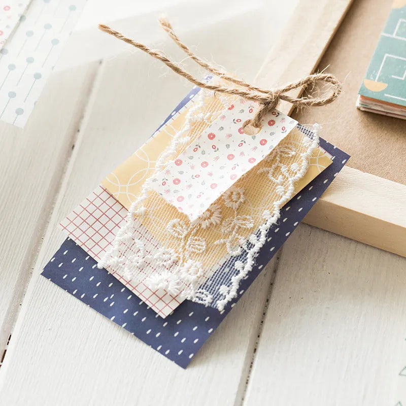 Pack of 50 retro sweet dessert themed note papers in ten pastel colours, each 56mm by 83mm.