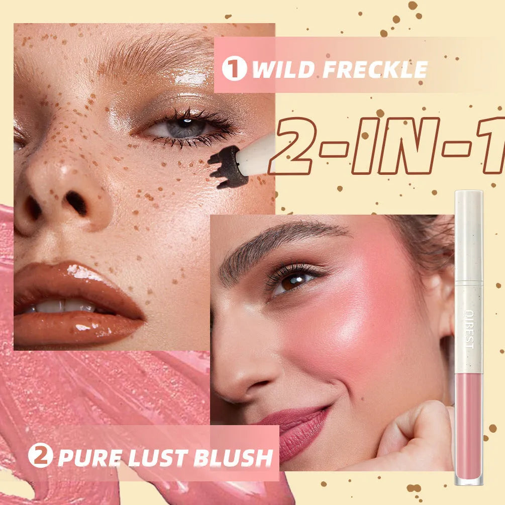 Double-headed freckle blush powder in matte finish with applicator, available in four colour options