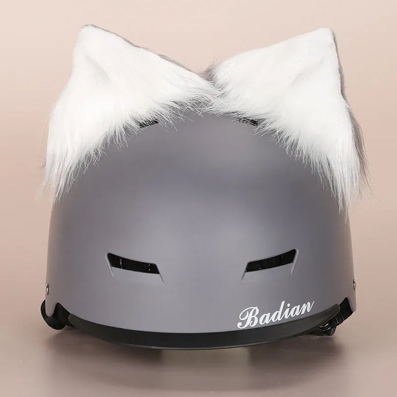 Plush fabric cat helmet hat cover in various cartoon styles for pet dress-up
