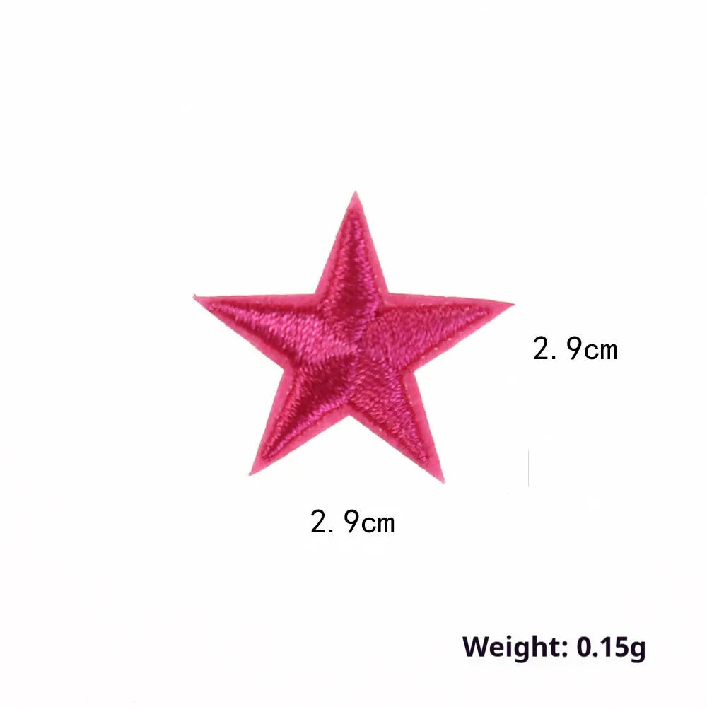 Colourful embroidered five-pointed star cloth stickers for DIY fabric decoration