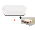 White portable ultrasonic cleaning machine with a stainless steel tank for jewellery and glasses.