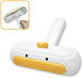 White portable pet hair remover tool with yellow duck design for reusable pet hair removal