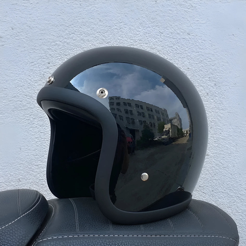 FRP retro half helmet for electric motorcycle commuting available in multiple colours and sizes