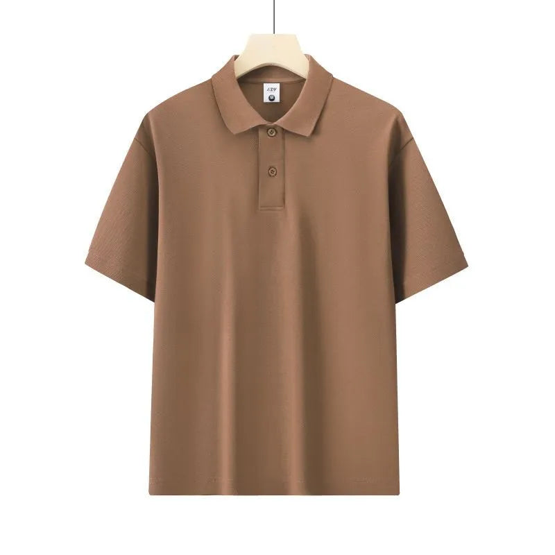 Honeycomb mesh beaded cotton blend short sleeve shirt in a solid colour, loose fit for summer