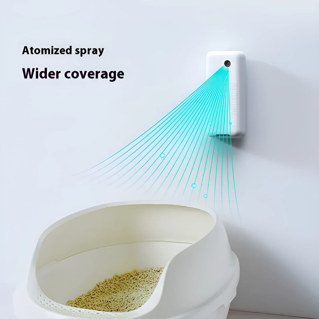 Smart spray pet odour removal machine with external bracket and purification liquid bottles