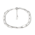 Gold and silver geometric double-layer stainless steel women's bracelet with linear design.