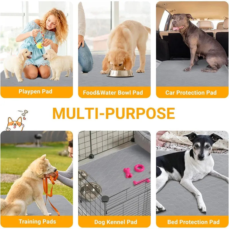 Pet Parents washable dog pee pad in neutral colour on hardwood floor