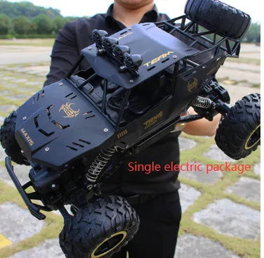 Large black 4WD remote control off-road climbing car with 2.4G wireless controller