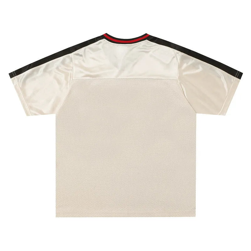 Apricot sports V-neck jersey with loose fit and drop shoulder sleeves for casual wear