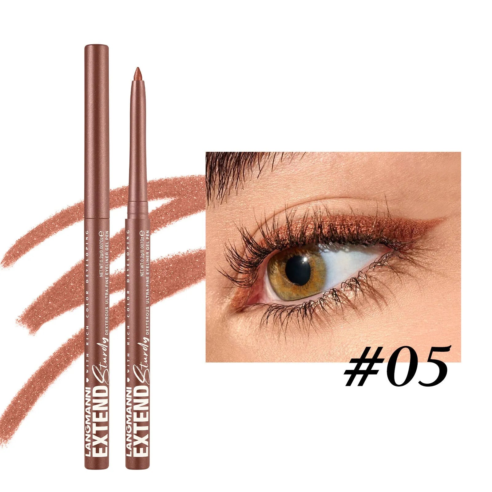 12 colourful gel eyeliner pencils with matte, glitter, metallic and pearl effects displayed together