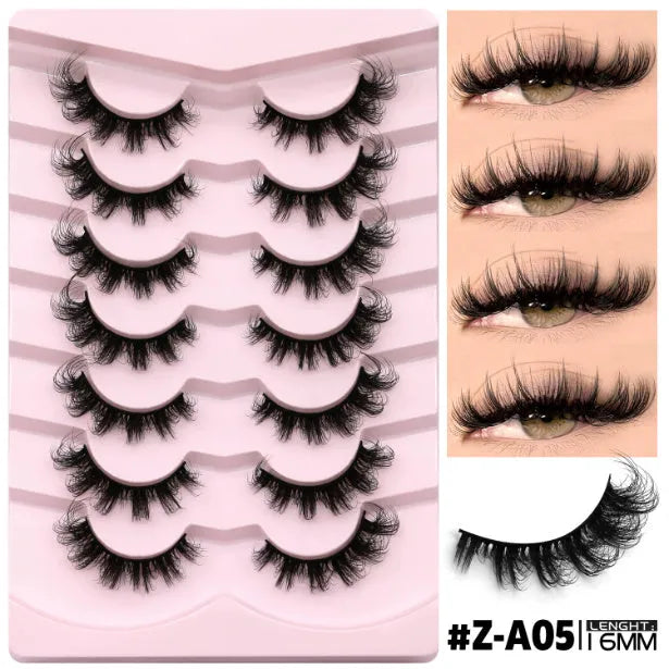 Natural false eyelashes in thick long style without eyeliner requirement
