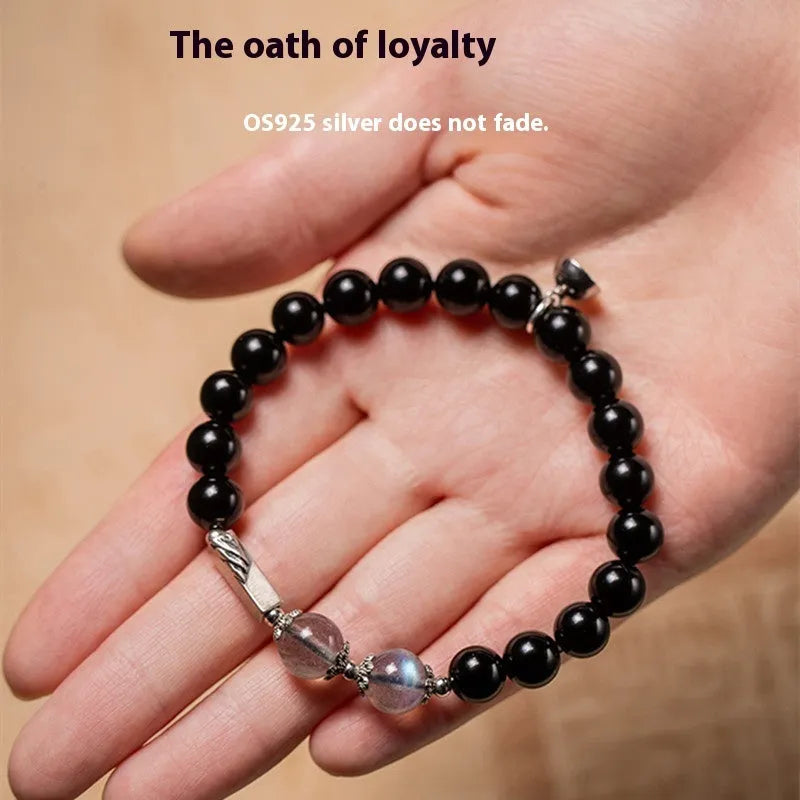 Obsidian Buddha beads couple bracelet DIY kit with 8mm and 10mm beads in national style