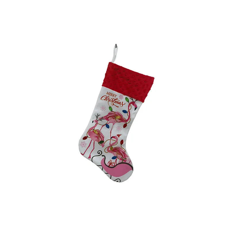 Large red cloth Christmas stocking decoration with 46cm height measurement