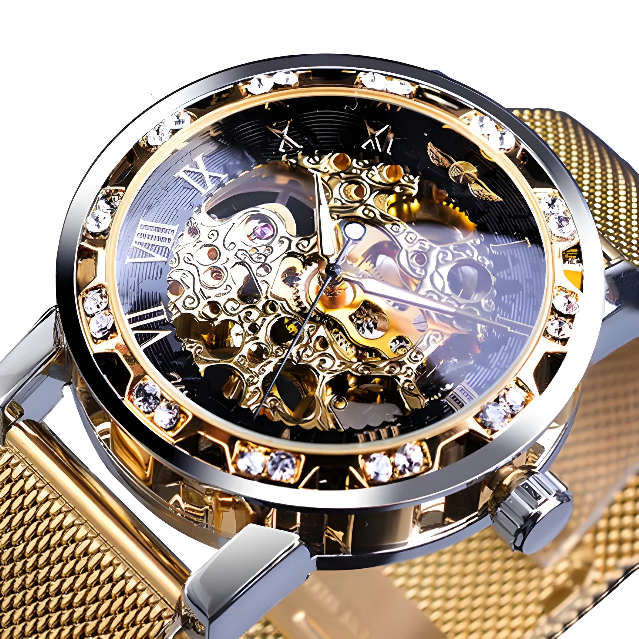 T-WINNER Winner men's semi-automatic mechanical watch with hollow diamond dial, 40mm stainless steel case and strap