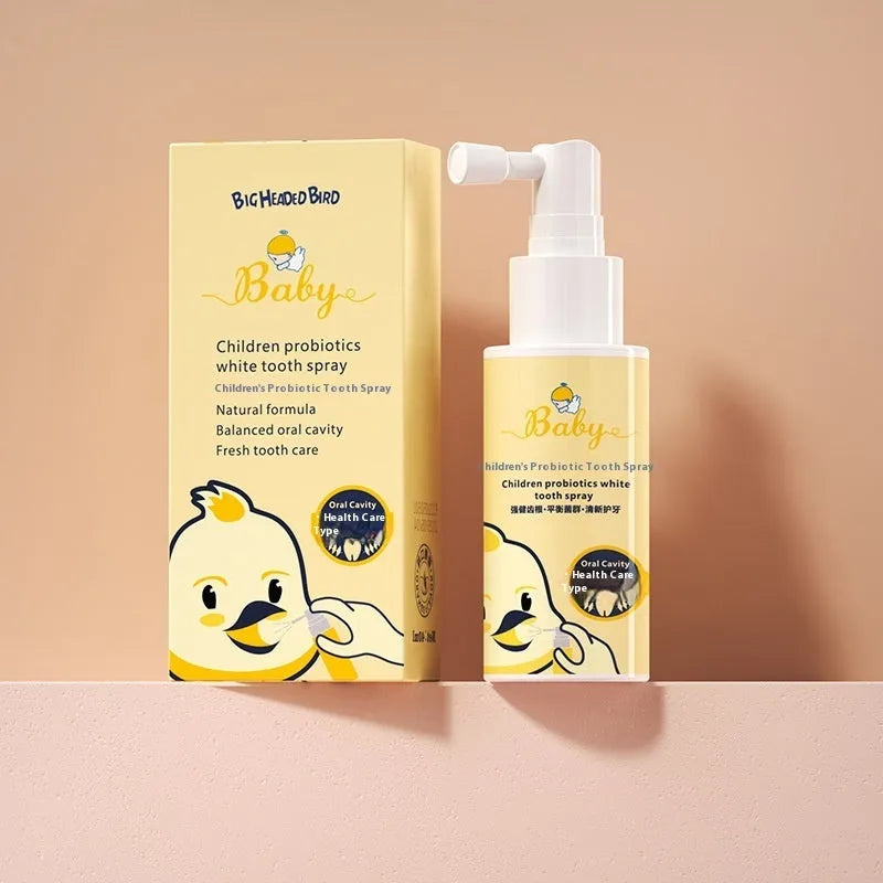 Children's probiotics anticavity teeth cleaning spray in strawberry and orange flavours