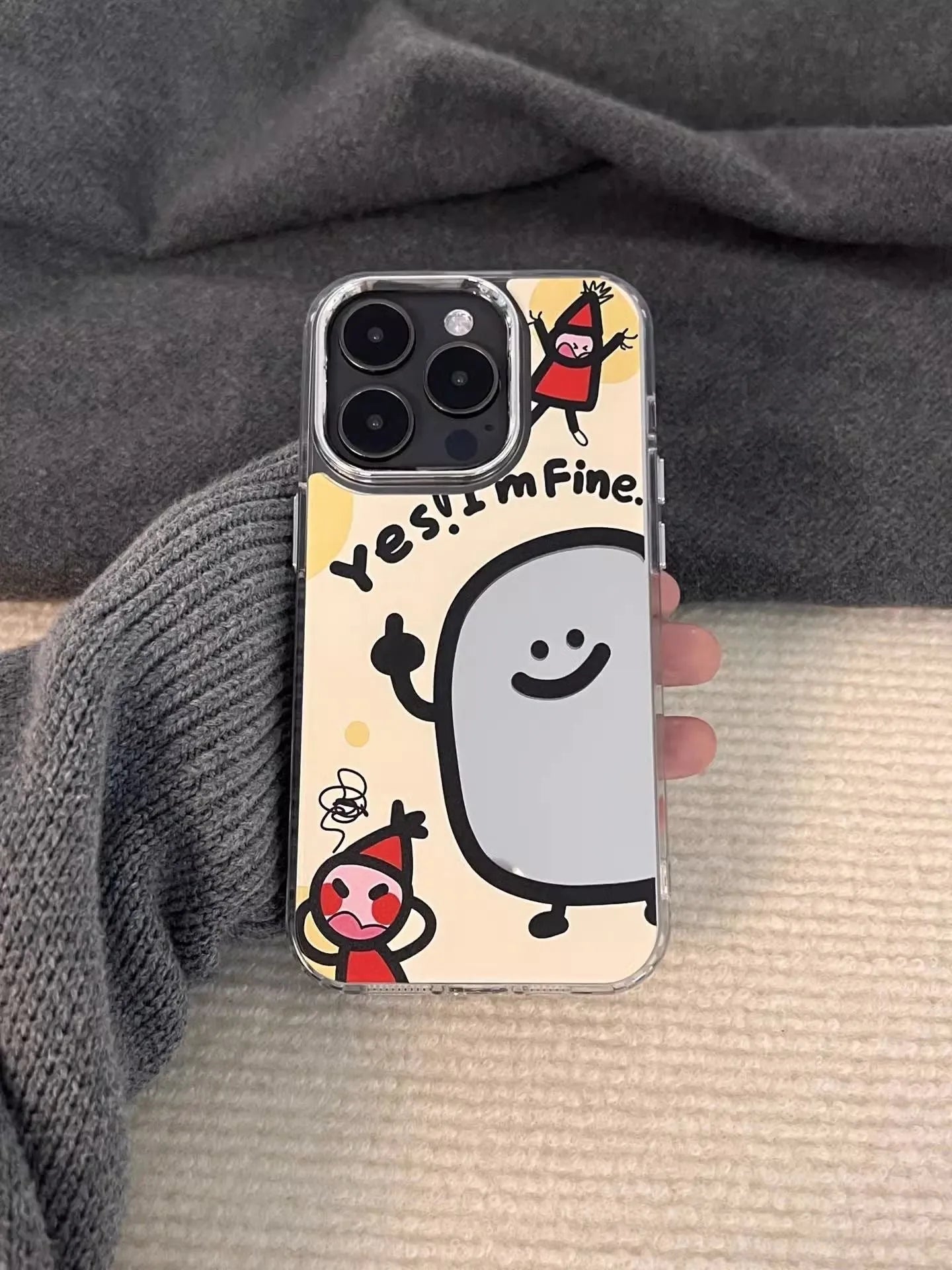 Fun potato chips cartoon villain drop-resistant phone case with mirror finish for Apple iPhone
