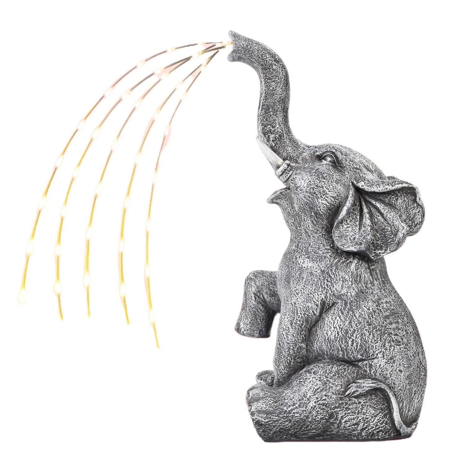 Resin elephant garden sculpture with LED light strip for outdoor decoration