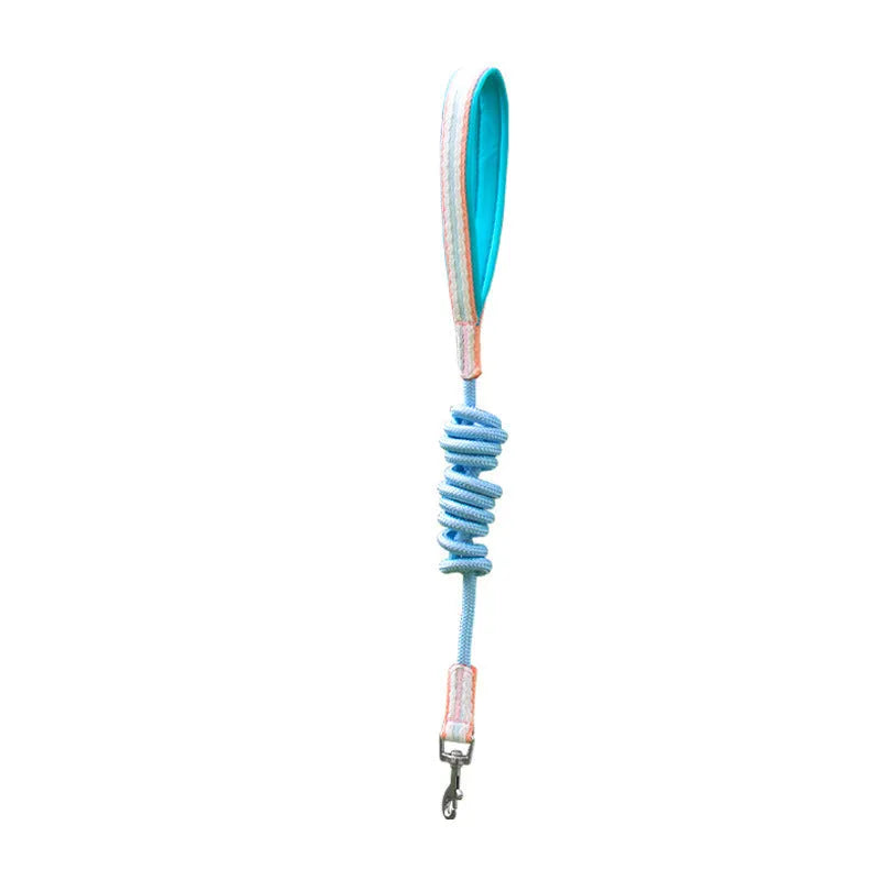 Nylon dog walking chest strap vest with an attached hand holding rope, shown in emerald green.
