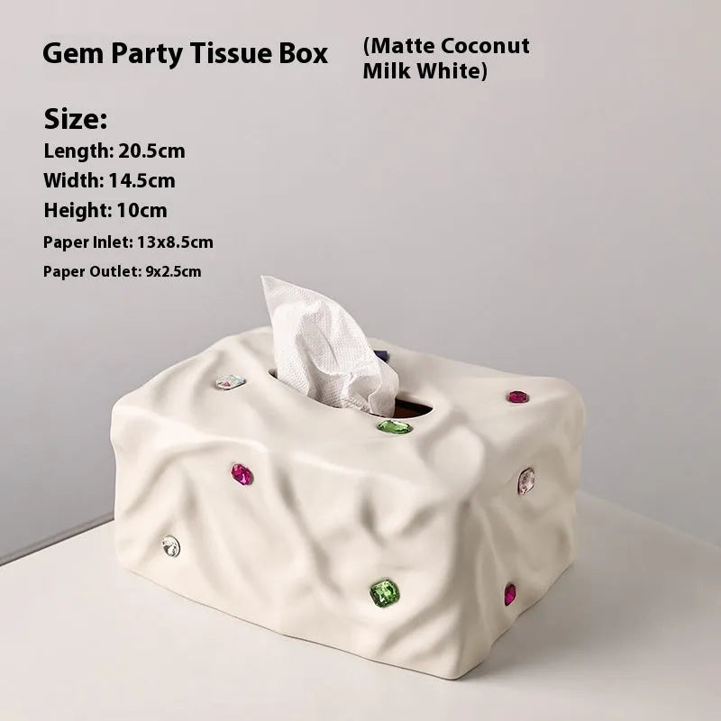 Ceramic tissue box in matte white or silver finish for home decor