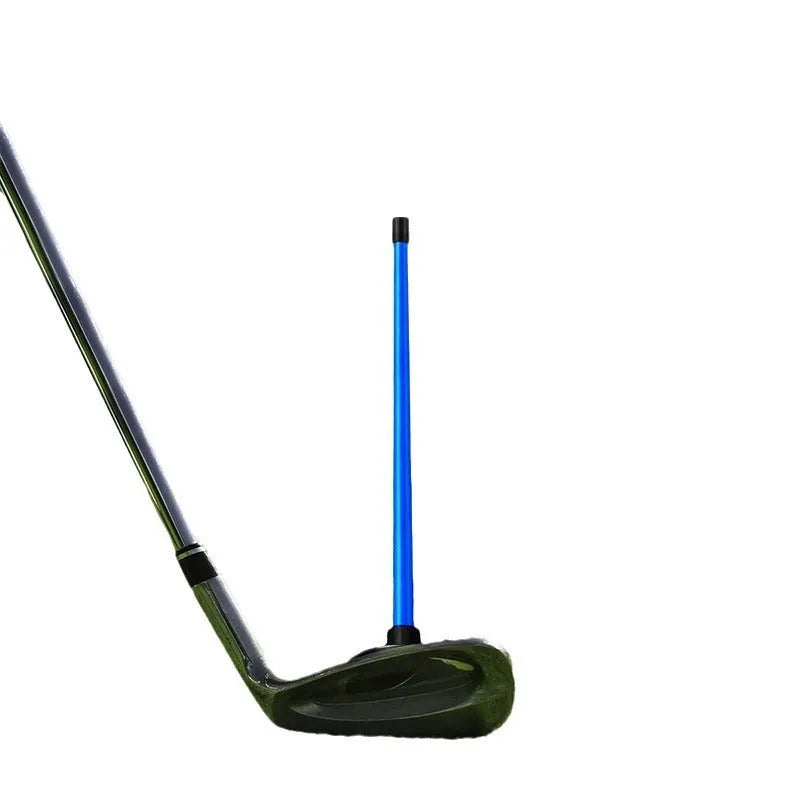 Aluminium golf swing trainer with magnetic direction indicator in red and blue colour options