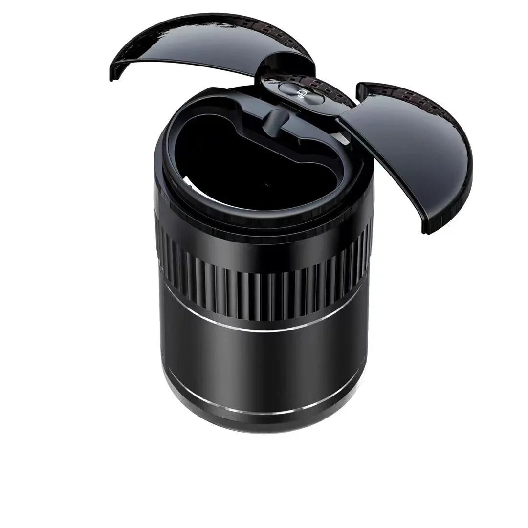 Metal car ashtray with automatic sensing technology and lid for vehicle use