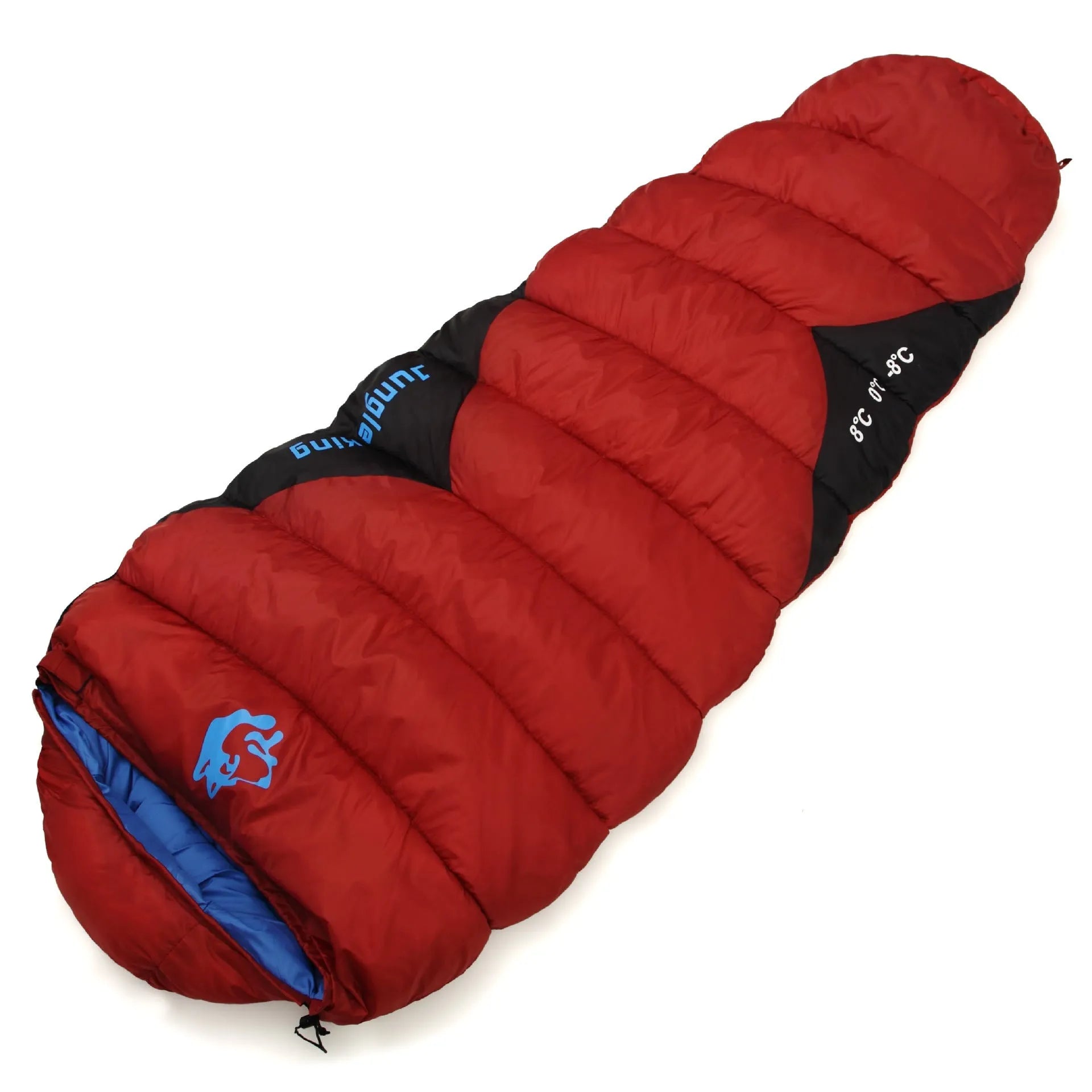 Mummy-style outdoor sleeping bag in Army Green with its compression storage bag