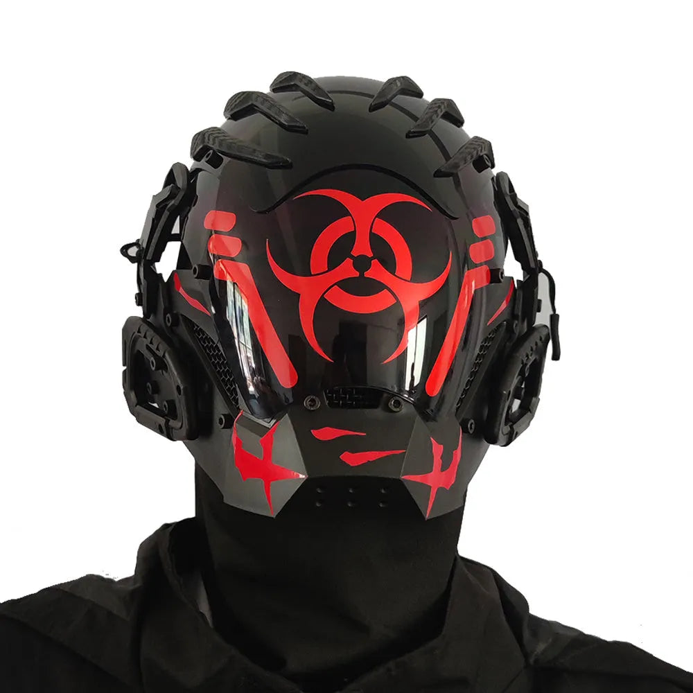 Black full face prop mask helmet for cyberpunk and Halloween costumes