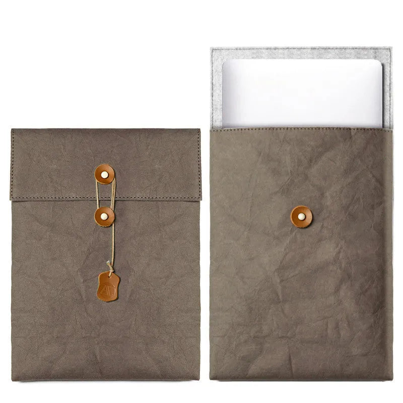 Non-magnetic notebook computer bag liner in washed kraft paper for 13 inch laptop