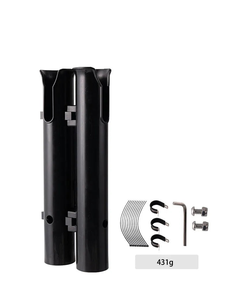 Carbon plastic double-layer fishing rod rack for motorcycle and electric bicycle mounting