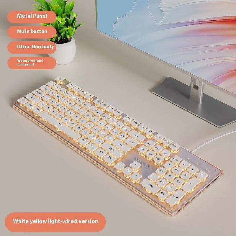 Prewalker V3 wired keyboard and mouse suit in retro green colour on desktop