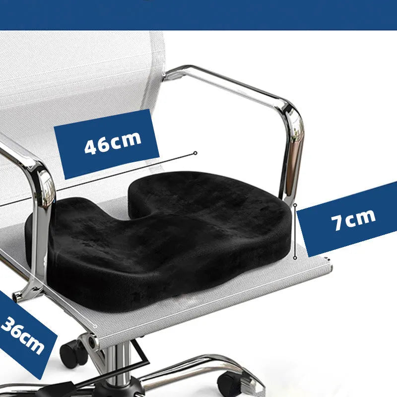 Black flannel U-shaped memory foam seat cushion for office chair comfort