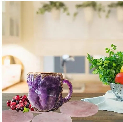 400ml resin mineral crystal coffee mug with handle in multiple colour options