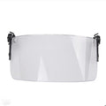 Transparent polycarbonate helmet face protection mask with guide rail mounting