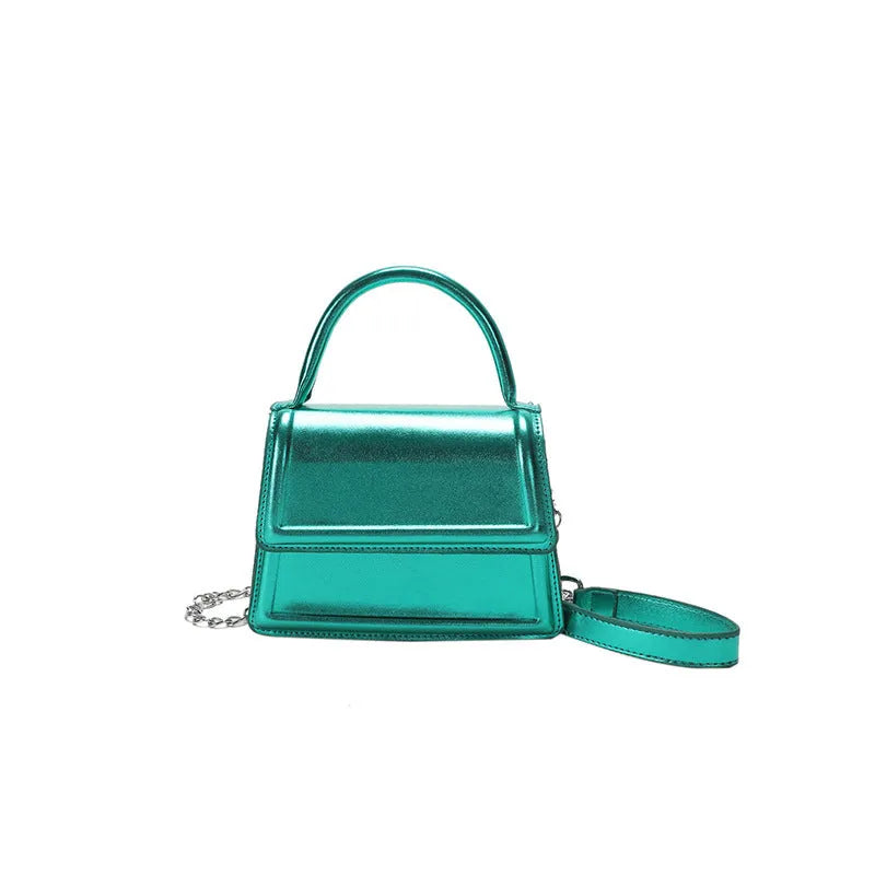 PU retro crossbody bag with horizontal square shape and sewing line details