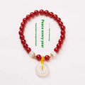 Handmade natural agate and jade bracelet with safety buckle closure