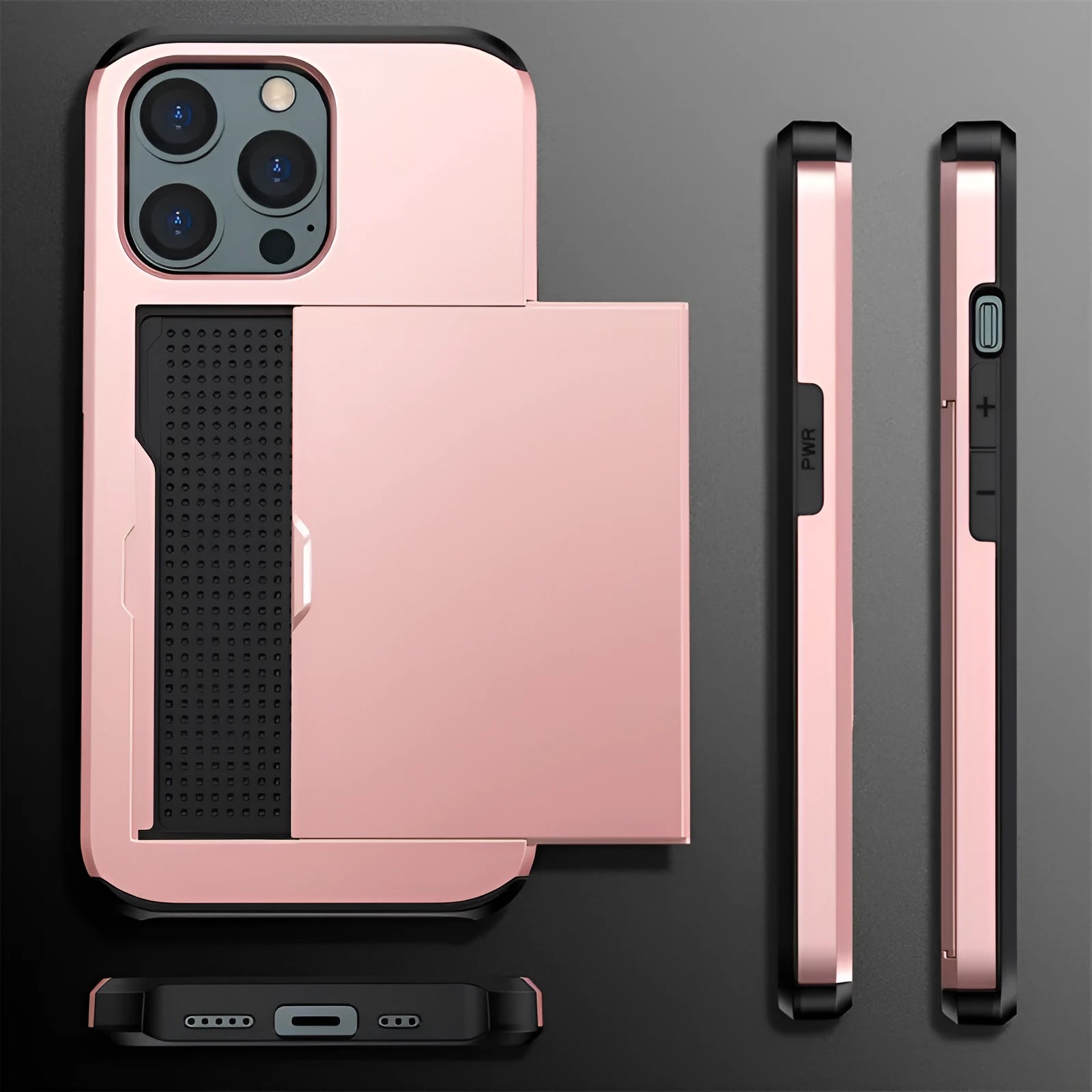 iPhone mobile phone case with sliding card cover in multiple colour options